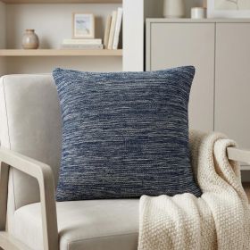 20" Blue Woven Cotton Blend Throw Pillow