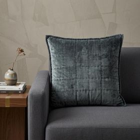 20" X 7" X 20" Transitional Charcoal Solid Quilted Pillow Cover With Poly Insert
