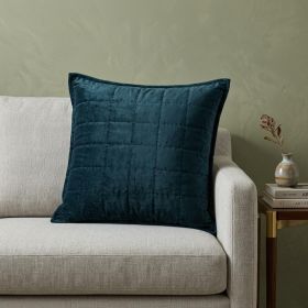 20" X 7" X 20" Transitional Dark Blue Quilted Pillow Cover With Poly Insert