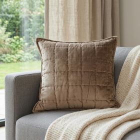 20" X 7" X 20" Transitional Taupe Solid Quilted Pillow Cover With Poly Insert
