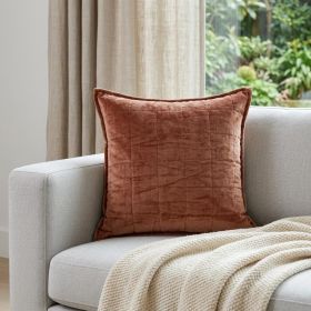 20" X 7" X 20" Transitional Orange Solid Quilted Pillow Cover With Poly Insert