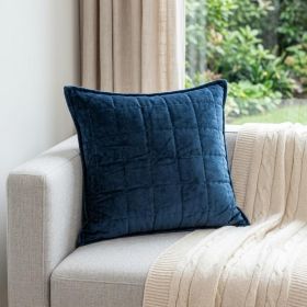 20" X 7" X 20" Transitional Navy Blue Quilted Pillow Cover With Poly Insert