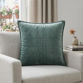 20" X 7" X 20" Transitional Sea Foam Solid Quilted Pillow Cover With Poly Insert