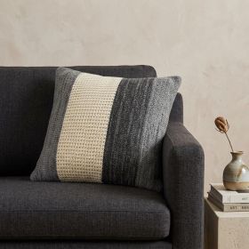 20" X 7" X 20" Transitional Cream And Gray Pillow Cover With Poly Insert