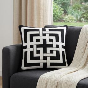 20" X 7" X 20" Transitional Black And White Pillow Cover With Poly Insert