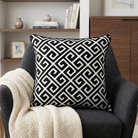 20" X 7" X 20" Cool Transitional Black And White Pillow Cover With Poly Insert