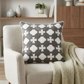 20" X 7" X 20" Transitional Gray And White Pillow Cover With Poly Insert