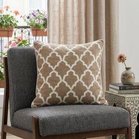 20" X 7" X 20" Transitional Beige And White Pillow Cover With Poly Insert