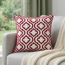20" X 7" X 20" Transitional Red And White Accent Pillow Cover With Poly Insert