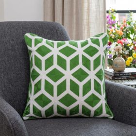 20" X 7" X 20" Transitional Green And White Pillow Cover With Poly Insert