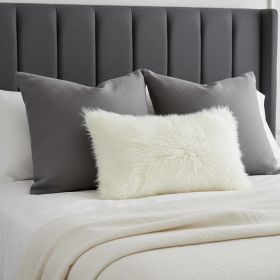 20" Creamy Genuine Tibetan Lamb Fur Pillow With Microsuede Backing
