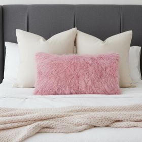 15" X 25" Pink Lambswool Down Throw Pillow