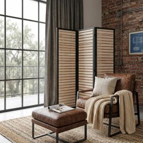 41 X 1.5 X 67 Natural Brown Wood And Metal  Screen