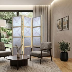 63 X 2 X 84 Silver Wood 3 Panel  Screen