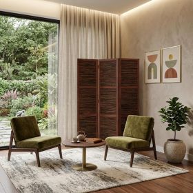 Warm Brown Three Panel Room Divider Screen
