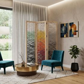 61 X 1.5 X 72 Multicolor Fabric And Wood Crisscross  Screen
