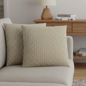 Set Of Two 18" X 18" Gold and White Polyester Striped Zippered Pillow