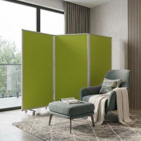Green Rolling Three Panel Room Divider Screen