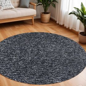 8' Black Heather Round Indoor Shag Rug