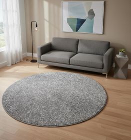 8' Gray Round Hand Woven Area Rug