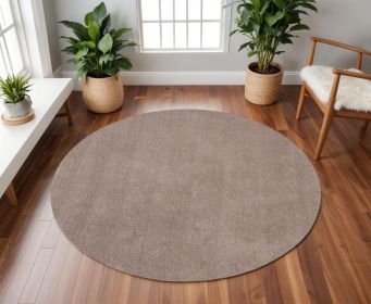 8' Beige Round Indoor Shag Rug