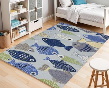 7' X 9'  Polyester Light Blue Area Rug