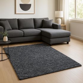 8' X 10' Polyester Black Heather Area Rug