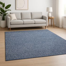 8' X 10' Polyester Indigo Or  Ivory  Heather Area Rug