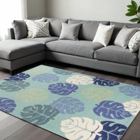 7' X 9'  Uv Treated Polypropylene Turquoise Area Rug