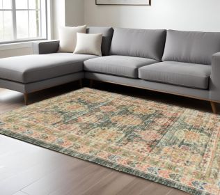 8' X 11' Charcoal Southwestern Handmade Distressed Area Rug