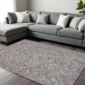 8' X 10' Blue Hand Tufted Herringbone Indoor Area Rug