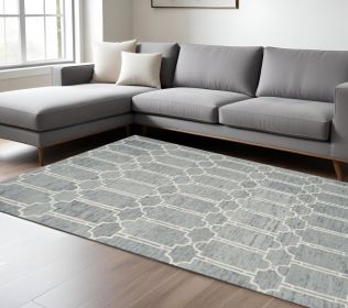 8' X 10' Slate Blue Hand Tufted Geometric Indoor Area Rug
