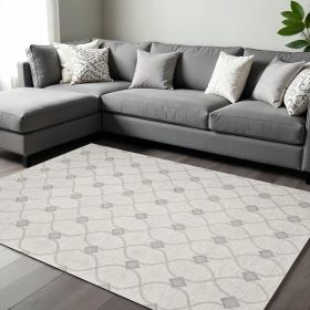 8' X 10' Ivory Hand Tufted Ogee Indoor Area Rug