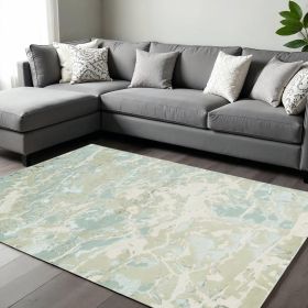 8' X 11' Sand Grey Machine Woven Abstract Watercolor Indoor Area Rug