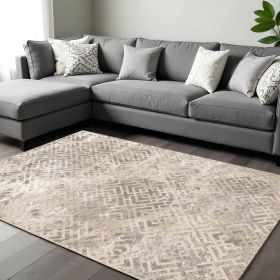 7' X 10'  Polyester Sand Silver Area Rug