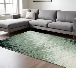 8' X 11' Silver Grey Machine Woven Abstract Brushstroke Indoor Area Rug