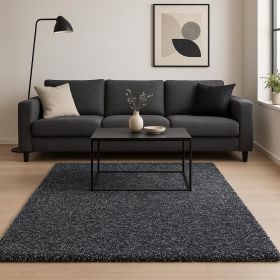 8' X 11'  Black Heather Shag Area Rug