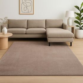 8' X 11' Solid Tan Beige Shag Area Rug