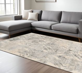 8' X 13'  Modern Ivory And Grey Abstract Area Rug