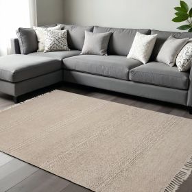 7' X 9'  Wool Natural Area Rug