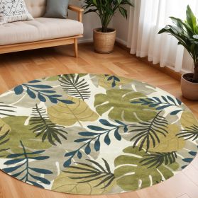 7' Round Wool Ivory  Area Rug