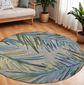 7' Round Wool Grey Or  Blue Area Rug