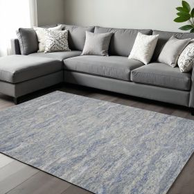 9' X 12' Ocean Blue Hand Tufted Abstract Indoor Area Rug