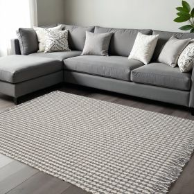 8' X 11' Wool Ivory Or Grey Area Rug