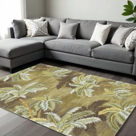 8' X 10' Moss Green Hand Tufted Palm Trees Indoor Area Rug