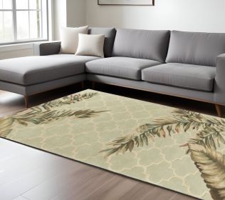 8' X 10' Sage Green Wool Handmade Area Rug