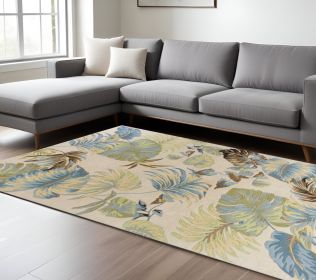 8' X 10' 6 Wool Ivory Or Blue Area Rug