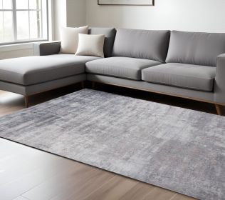 8' X 10' Slate Grey Hand Loomed Abstract Brushstroke Indoor Area Rug
