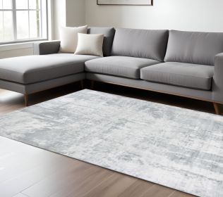 8' X 10' Dew Grey Hand Loomed Abstract Brushstroke Indoor Area Rug