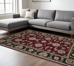 9' X 13' Red and Black Area Rug